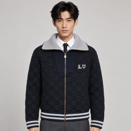 다미에 니트가디건 (Damier knit cardigan)