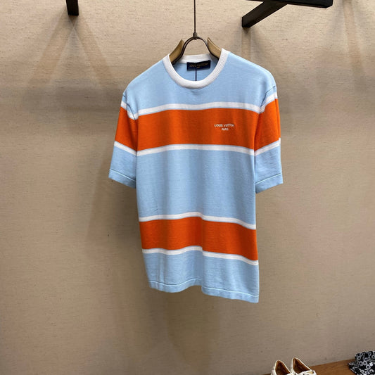 컬러 블록 스트라이프 반팔티셔츠 (Color block striped short-sleeve t-shirt)