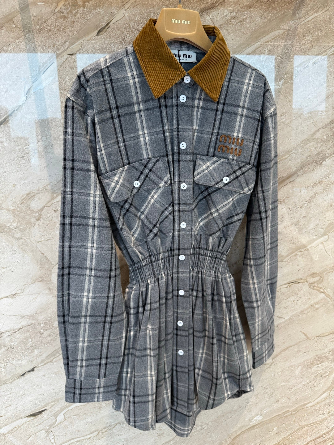 플란넬 체크 셔츠 드레스 (Flannel check shirt dress)