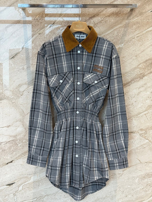플란넬 체크 셔츠 드레스 (Flannel check shirt dress)