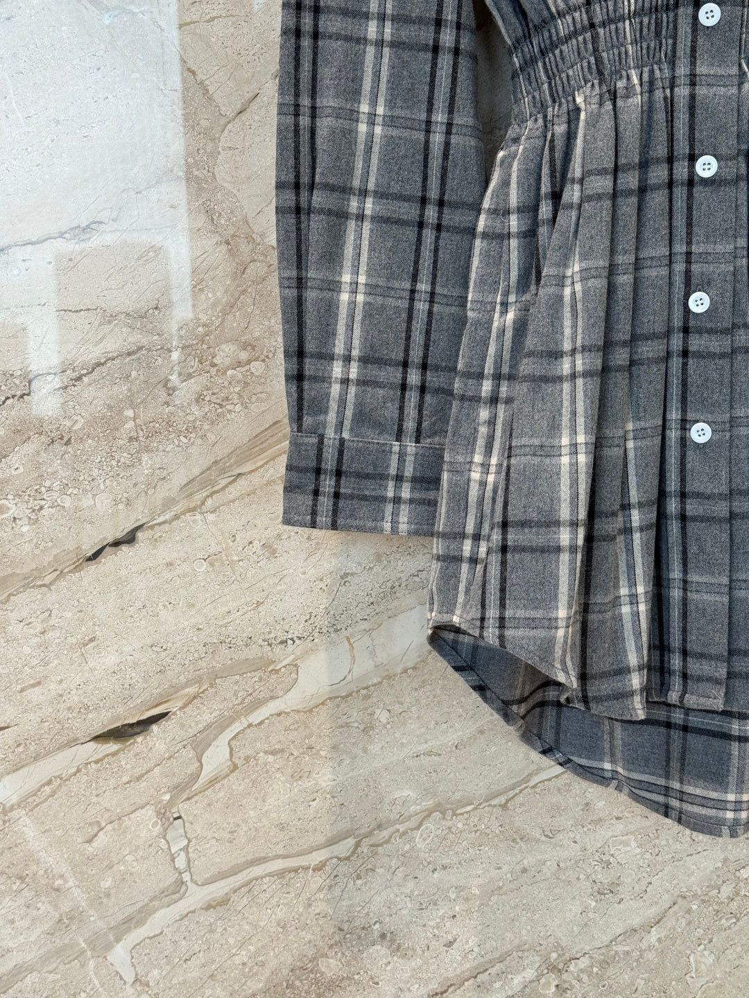 플란넬 체크 셔츠 드레스 (Flannel check shirt dress)