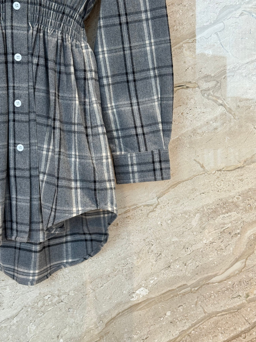플란넬 체크 셔츠 드레스 (Flannel check shirt dress)