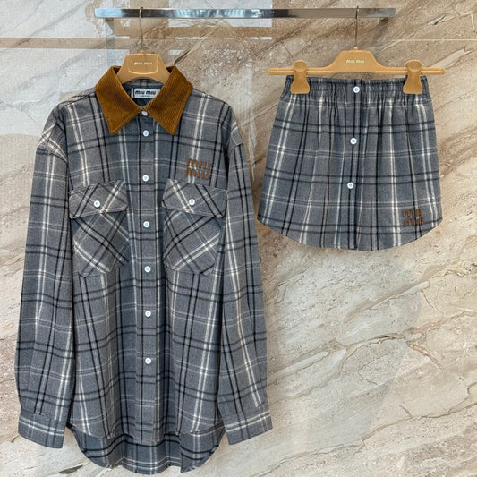 플란넬 체크 셔츠 투피스 (Flannel check shirt two-piece)