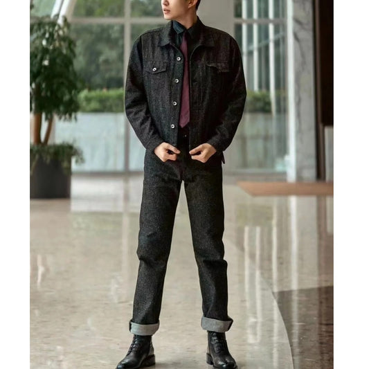 라펠 데님수트 (lapel denim suit)