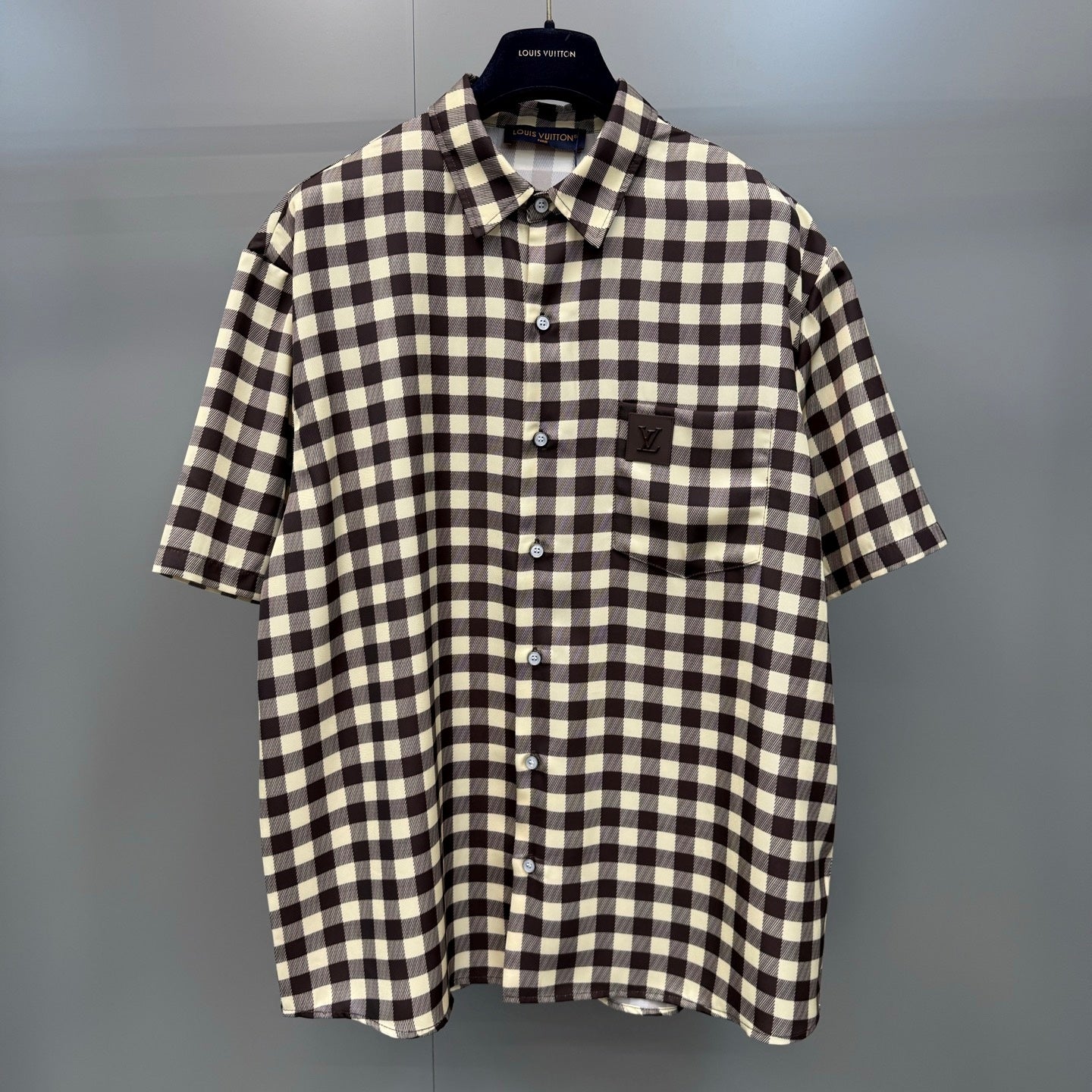 레더패치 체크 반팔셔츠 (Leather Patch Check Short Sleeve Shirt)