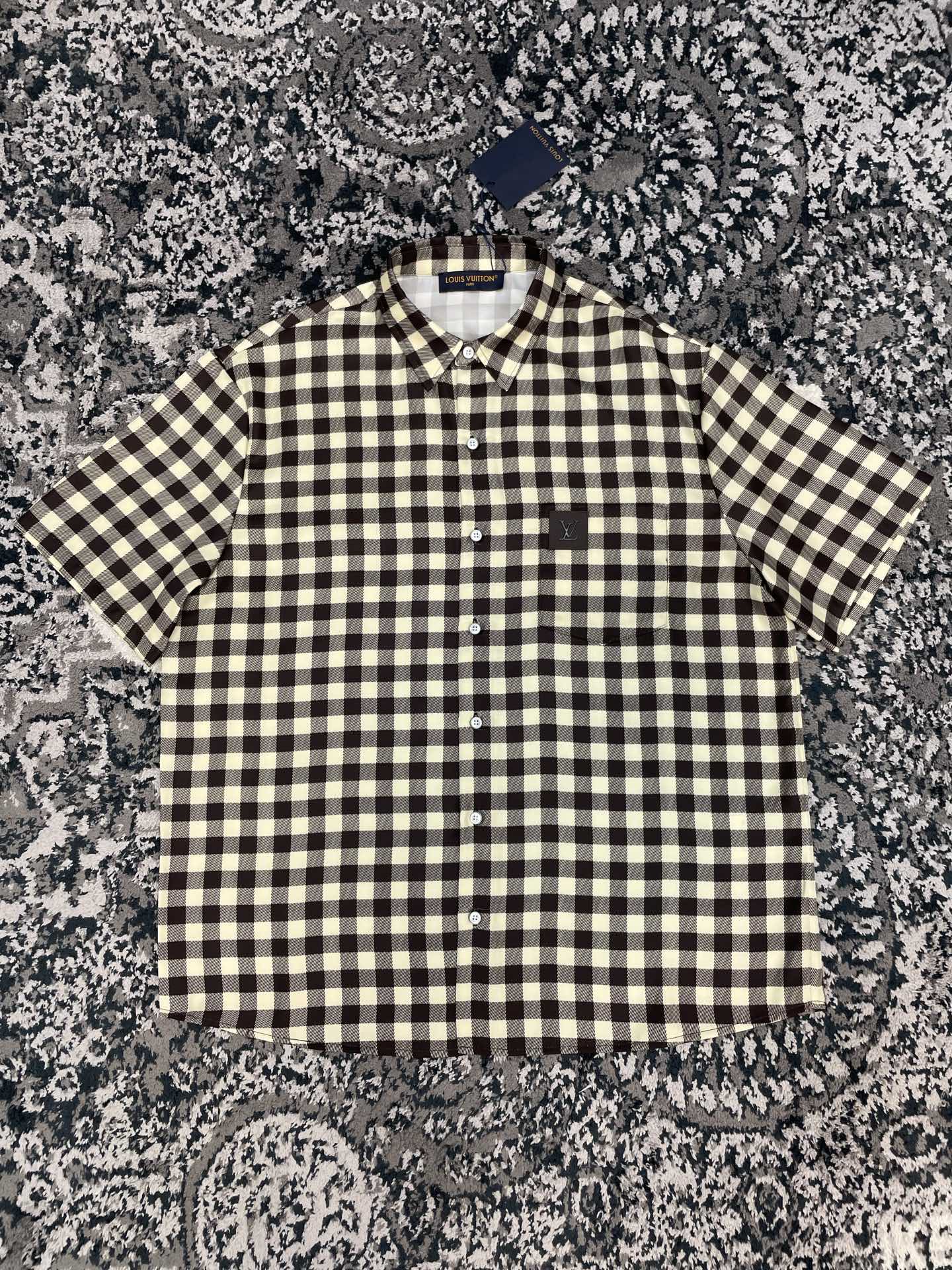 레더패치 체크 반팔셔츠 (Leather Patch Check Short Sleeve Shirt)