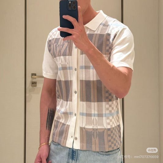 자카드 반팔 셔츠 (Jacquard short-sleeve shirt)