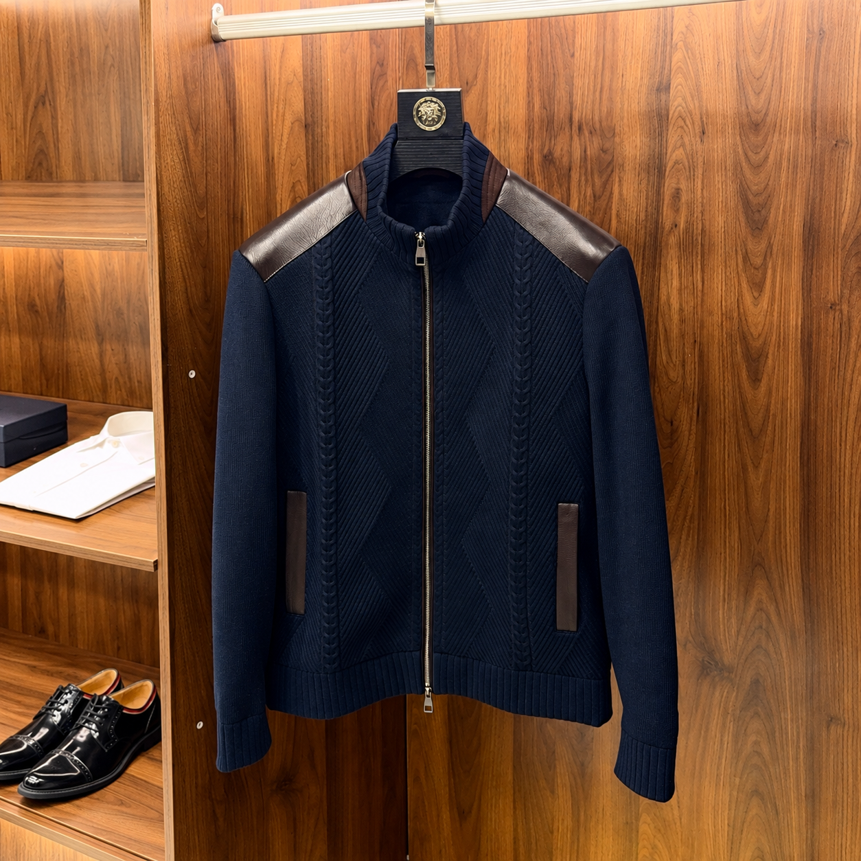 하이넥 풀집업 가디건 (High-neck full-zip cardigan)
