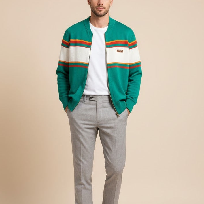 레트로 스포티 니트집업 (Retro sporty knit zip-up)