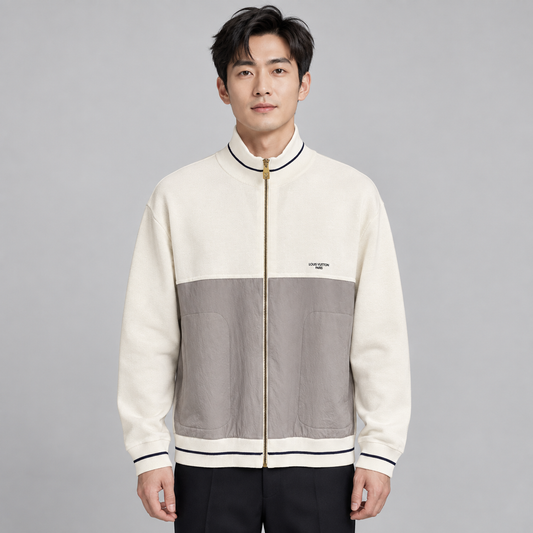 패널 코튼 집업가디건 (Paneled Cotton Zip-Up Cardigan)