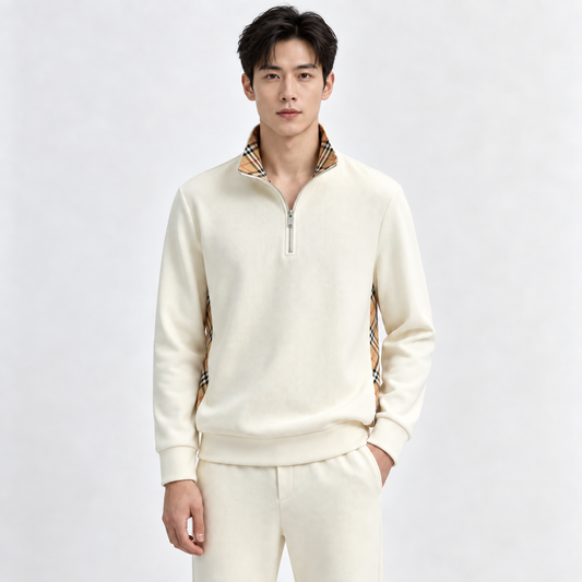 하프 집업 니트티 (Half-zip knit top)