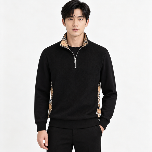 하프 집업 니트티 (Half-zip knit top)