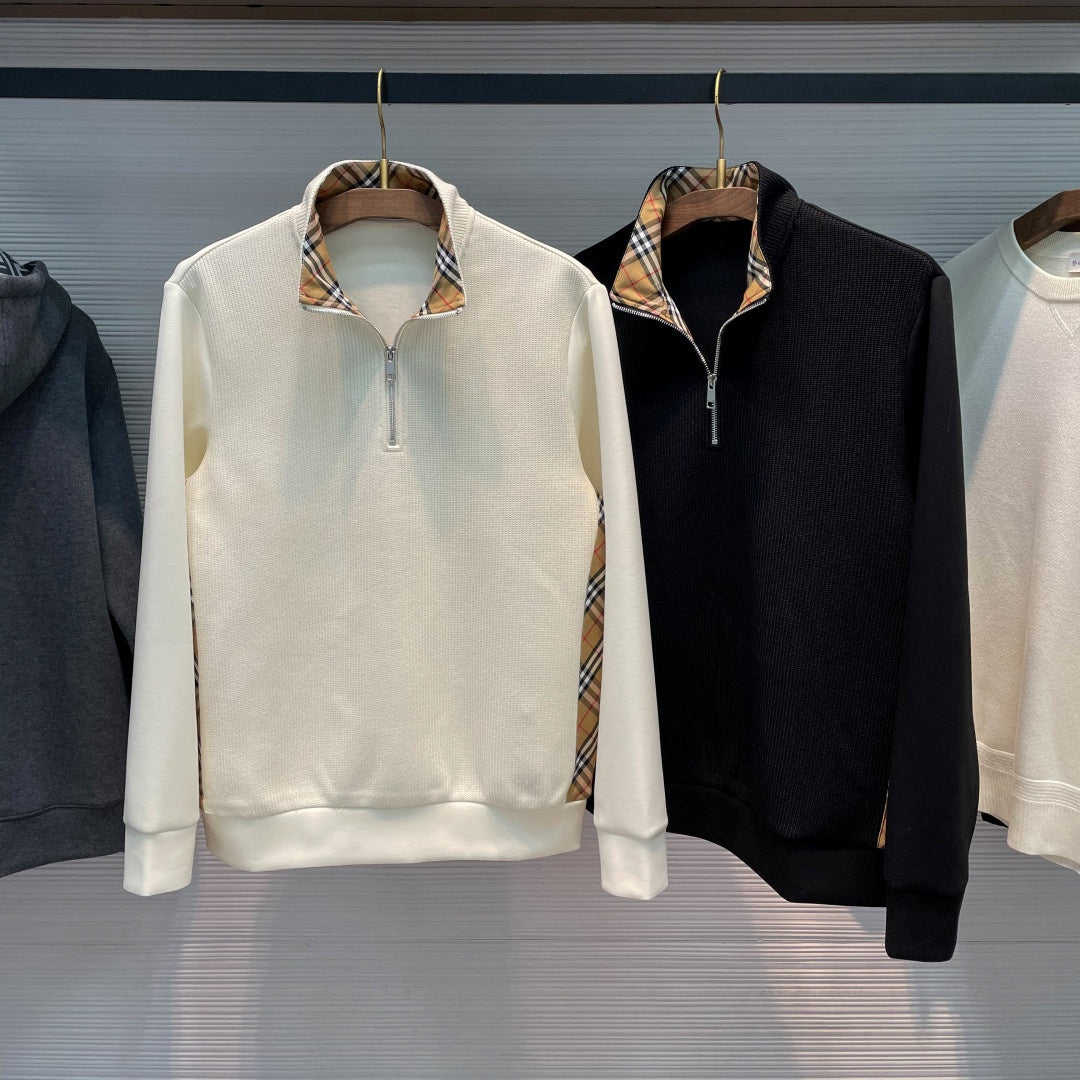 하프 집업 니트티 (Half-zip knit top)