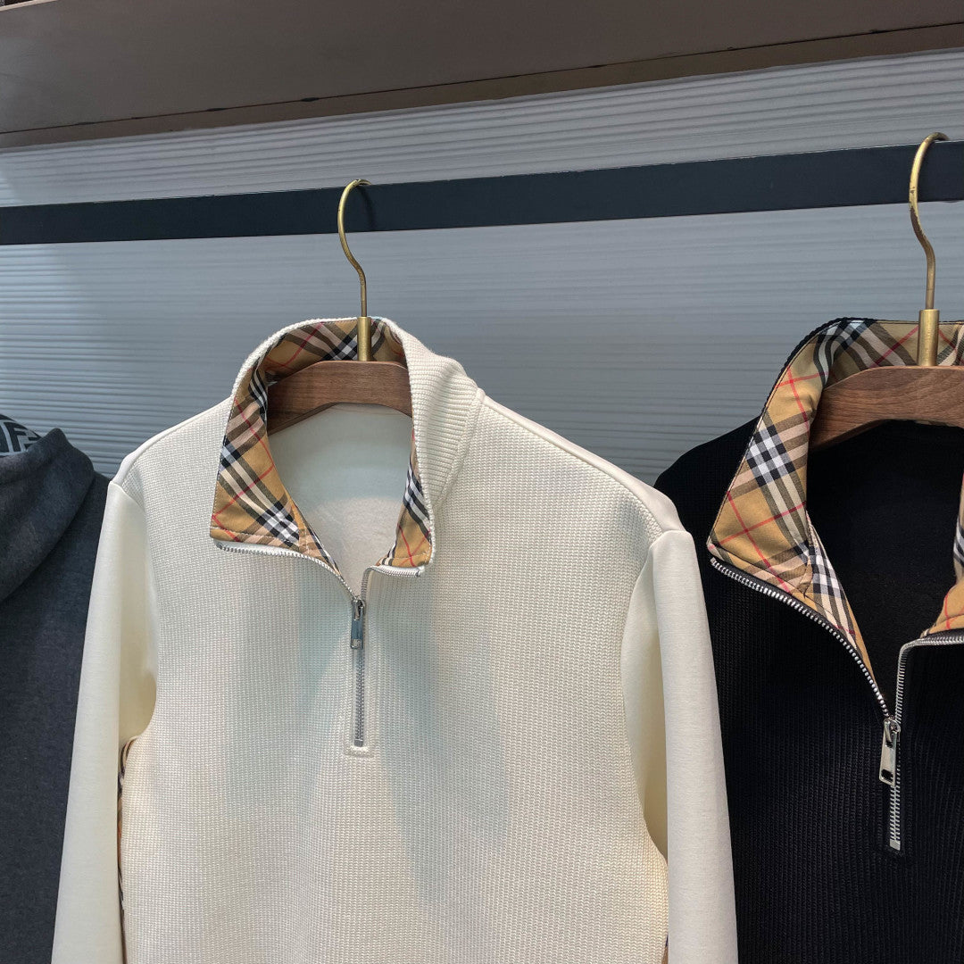 하프 집업 니트티 (Half-zip knit top)