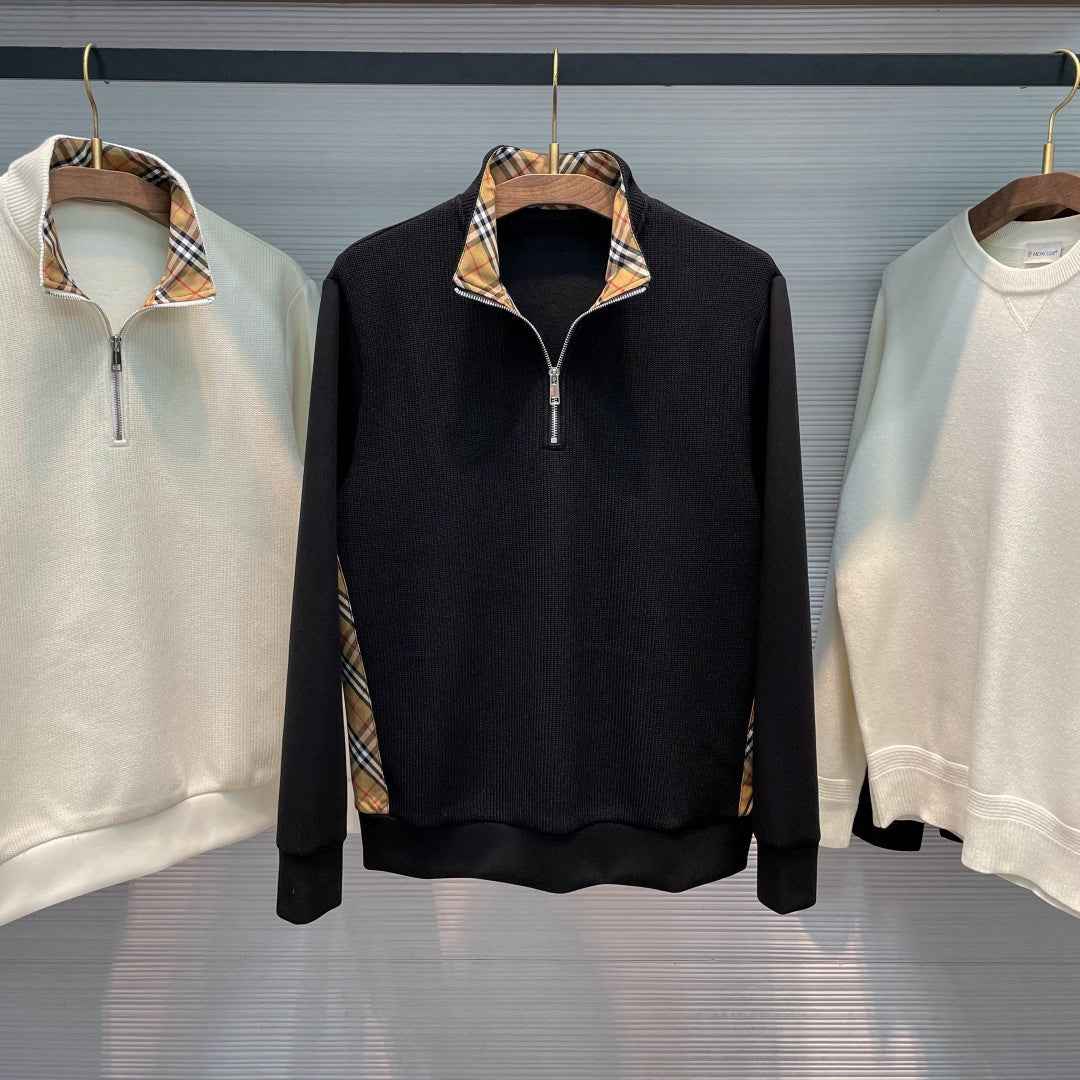 하프 집업 니트티 (Half-zip knit top)