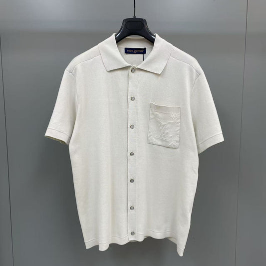 자카드 니트 반팔셔츠 (Jacquard knit short sleeve shirt)