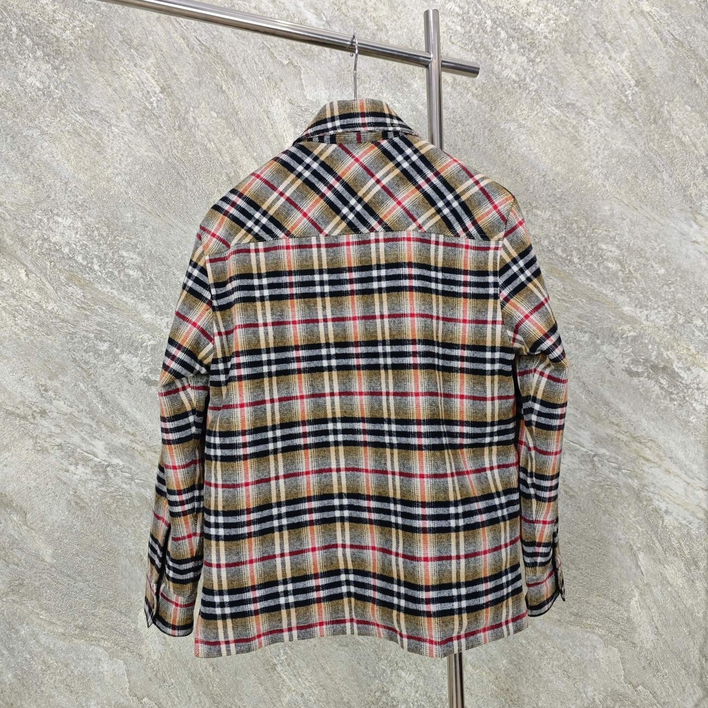 체크 울 배지 점퍼 (Checked wool badge jumper)