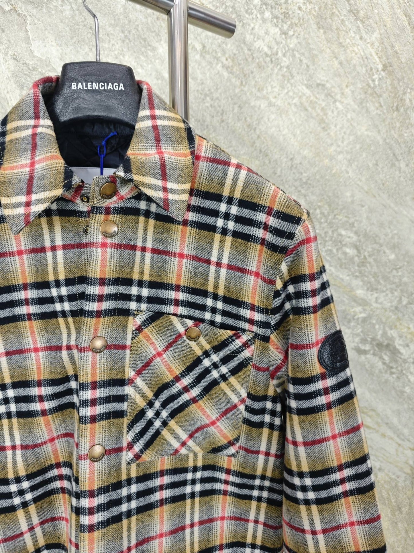 체크 울 배지 점퍼 (Checked wool badge jumper)