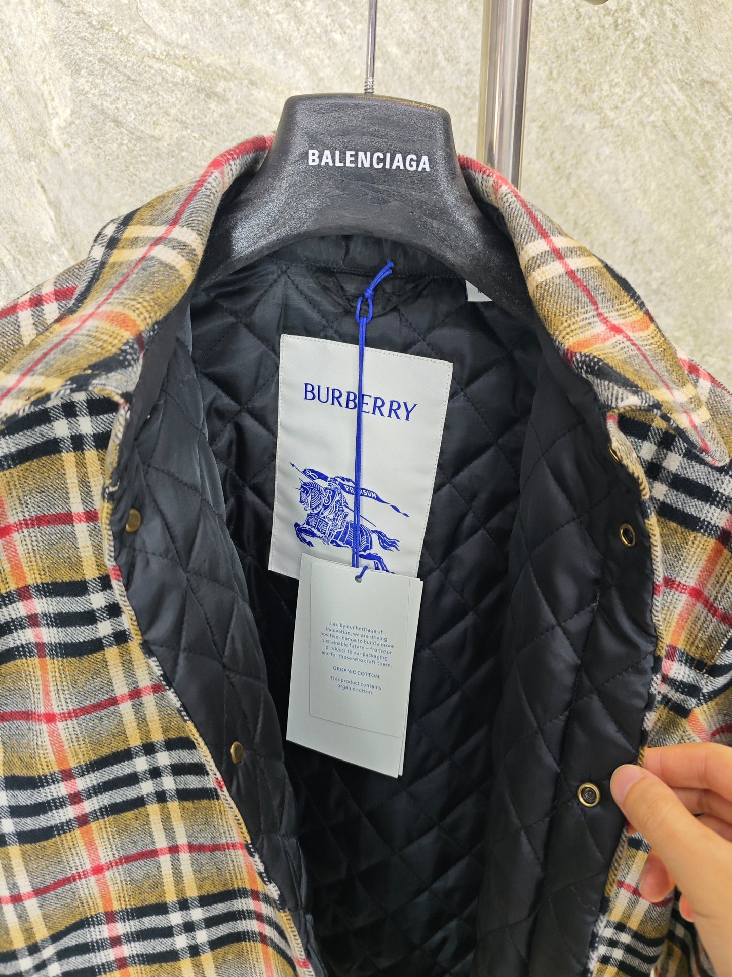 체크 울 배지 점퍼 (Checked wool badge jumper)