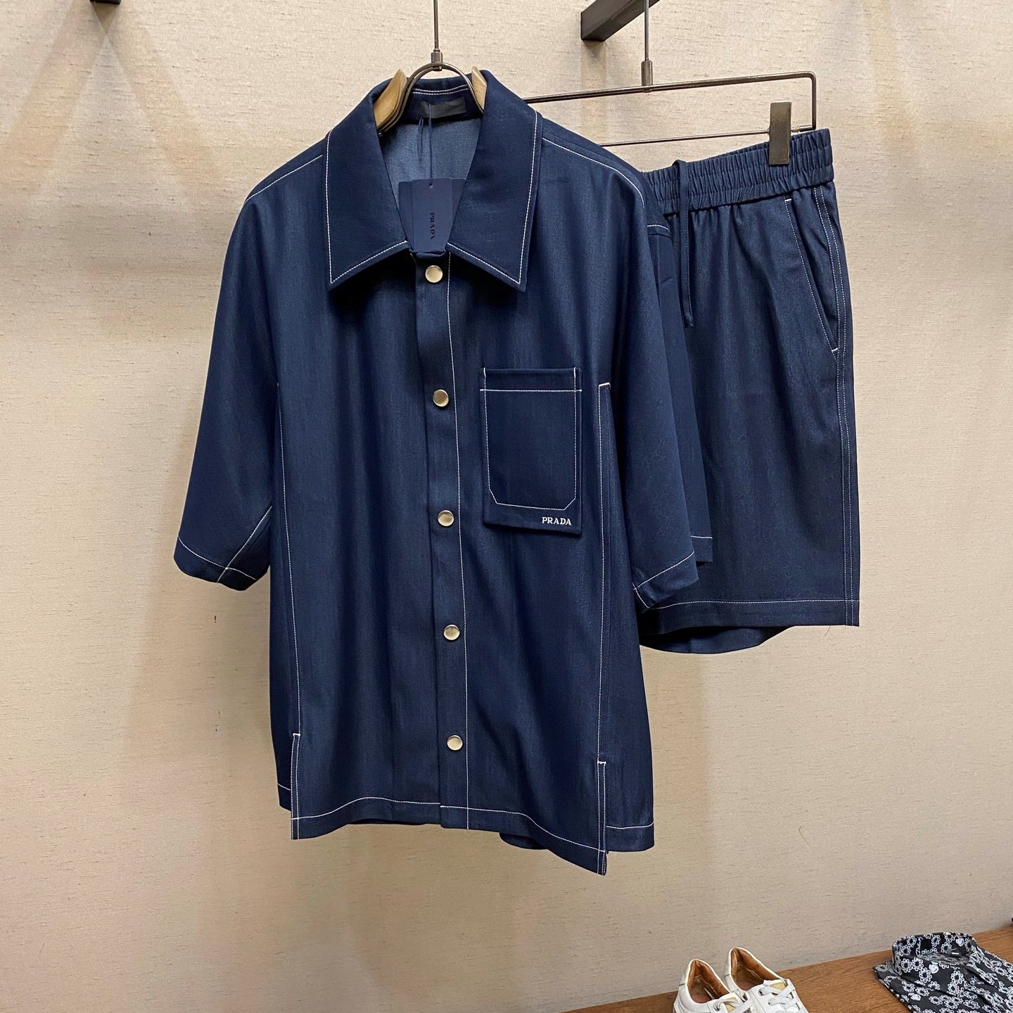 스티칭 디테일 셔츠, 반바지 (Stitching detail shirt, shorts)