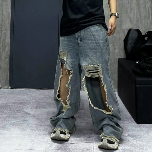 데미지 와이드 청바지 (Damaged wide jeans)