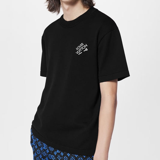 핀로고 니트반팔티셔츠 (Pin logo knit short sleeve t-shirt)