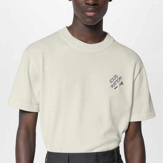 핀로고 니트반팔티셔츠 (Pin logo knit short sleeve t-shirt)