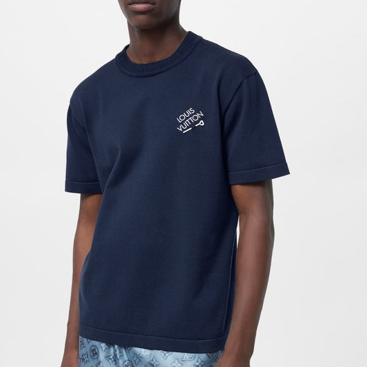 핀로고 니트반팔티셔츠 (Pin logo knit short sleeve t-shirt)