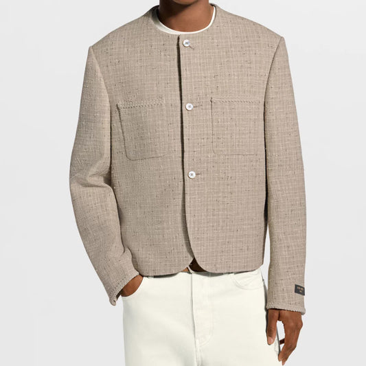 노카라 트위드 재킷 (Collarless tweed jacket)