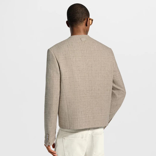 노카라 트위드 재킷 (Collarless tweed jacket)