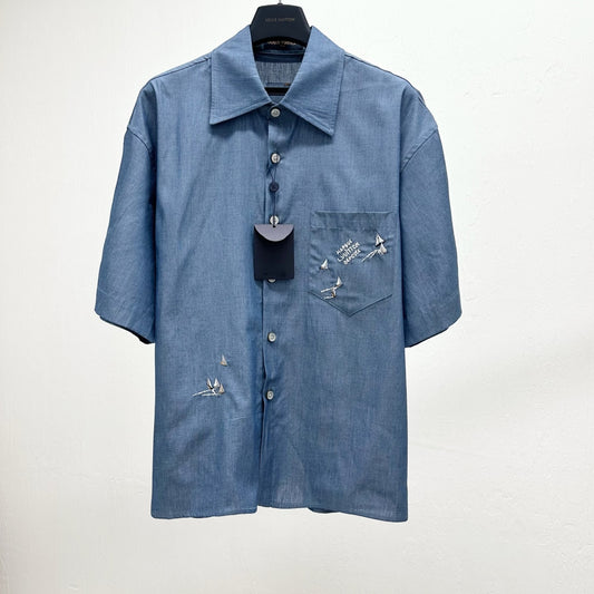 범선자수 반팔셔츠 (Sailing ship embroidery short sleeve shirt)