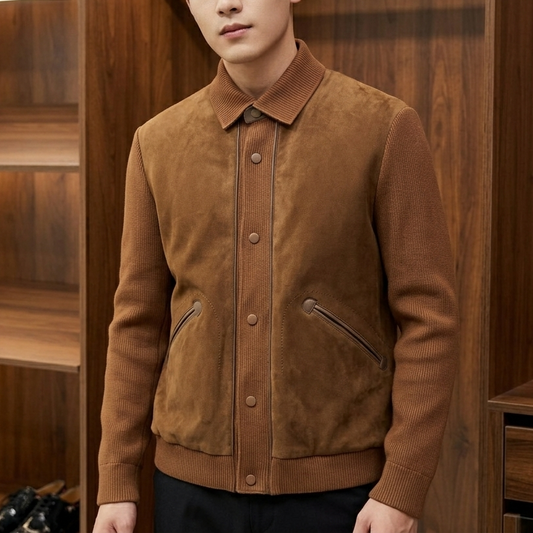 니트 스웨이드 자켓 (knit suede jacket)