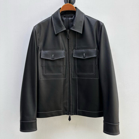 탑스티치 가죽자켓 (Topstitched leather jacket)