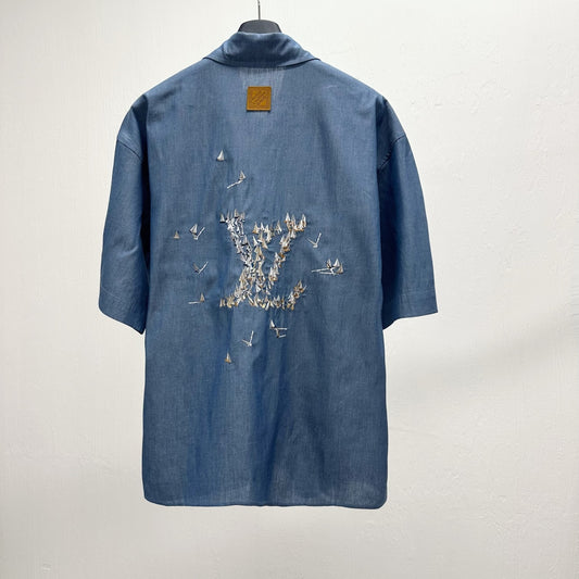 범선자수 반팔셔츠 (Sailing ship embroidery short sleeve shirt)
