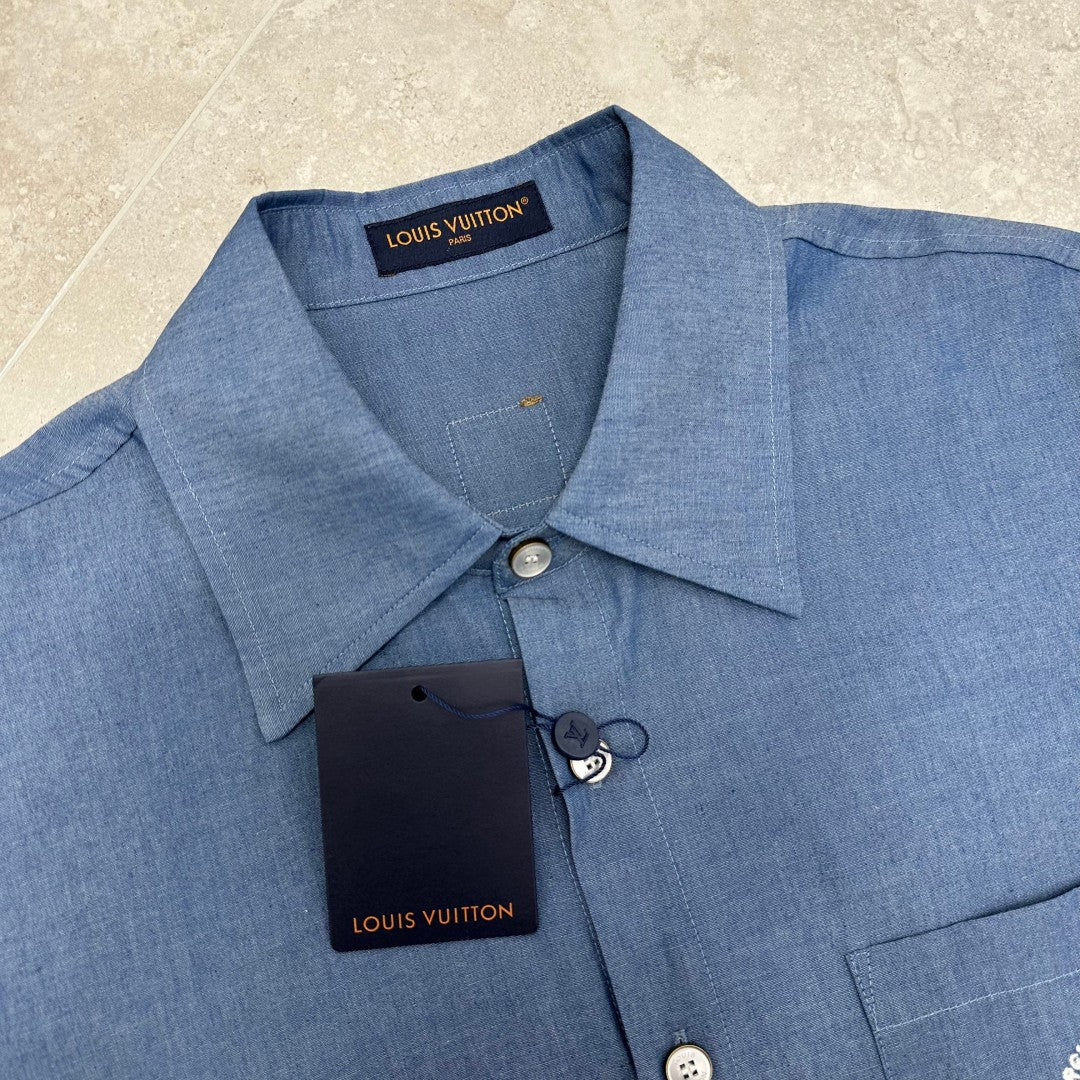 범선자수 반팔셔츠 (Sailing ship embroidery short sleeve shirt)