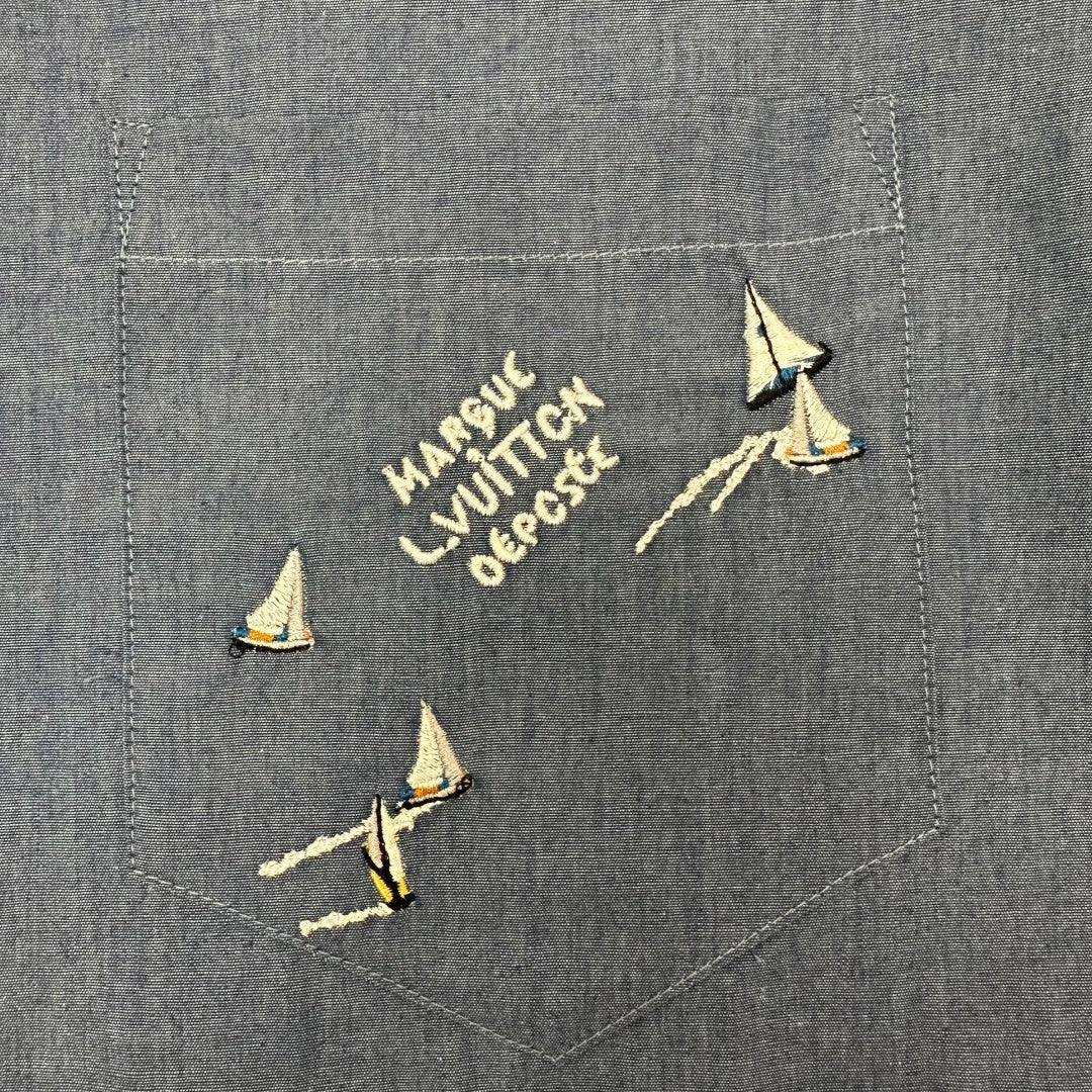 범선자수 반팔셔츠 (Sailing ship embroidery short sleeve shirt)