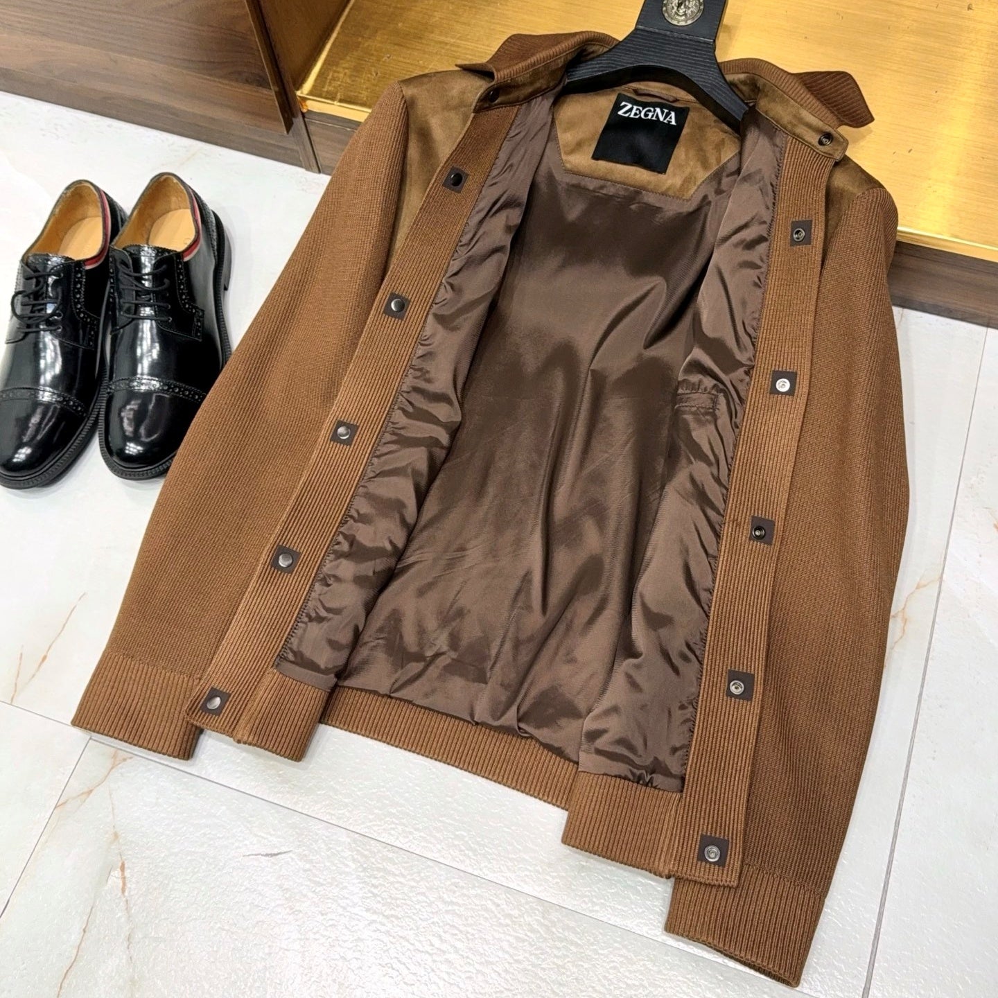 니트 스웨이드 자켓 (knit suede jacket)
