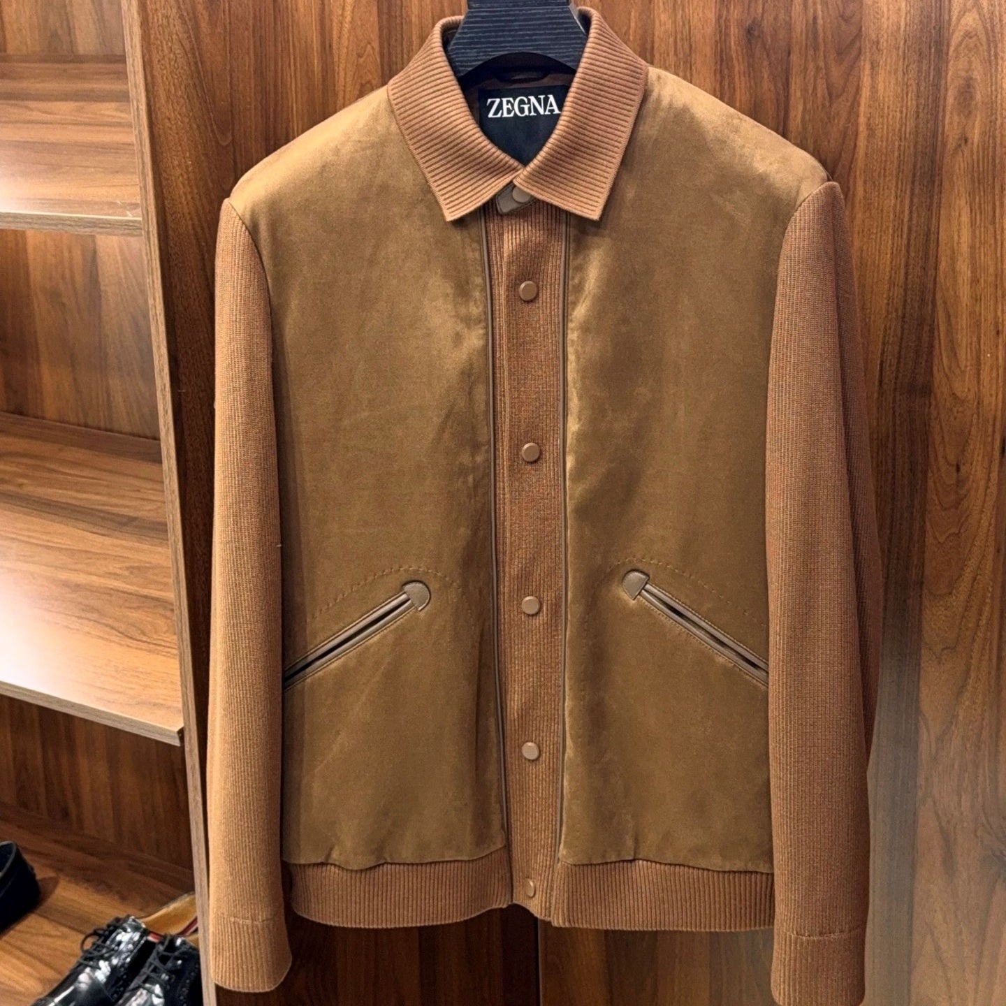니트 스웨이드 자켓 (knit suede jacket)