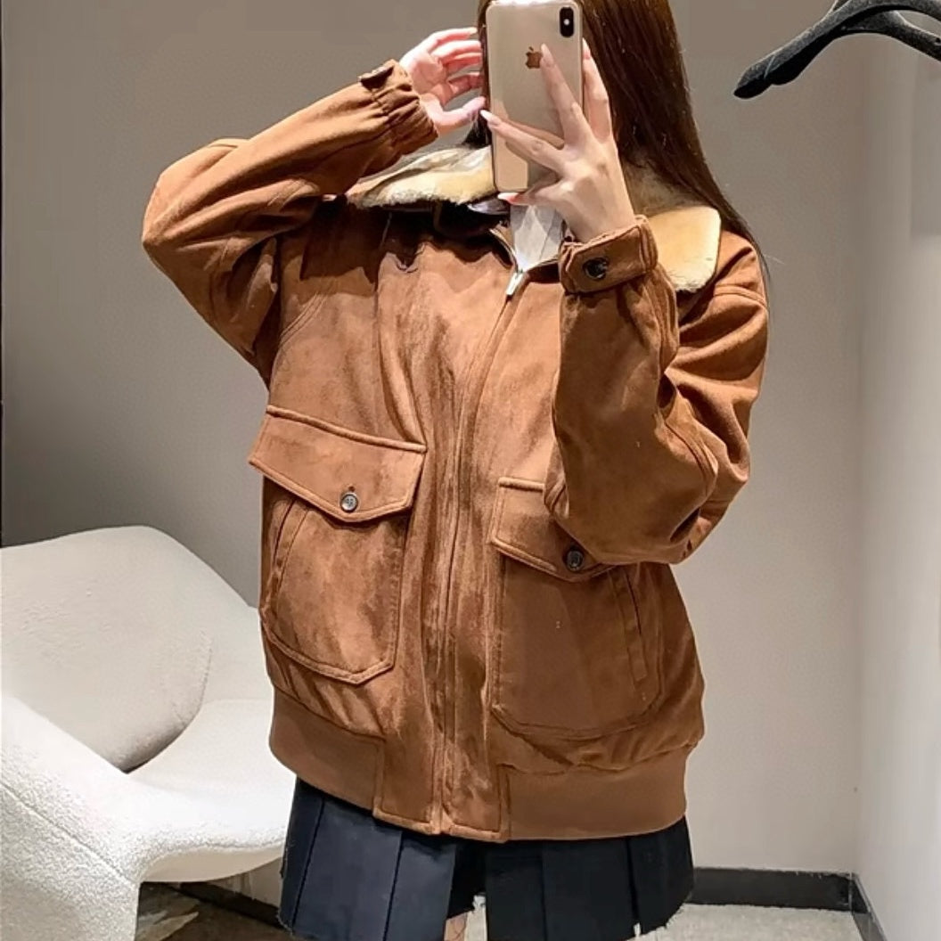 퍼 칼라 스웨이드자켓 (Fur collar suede jacket)