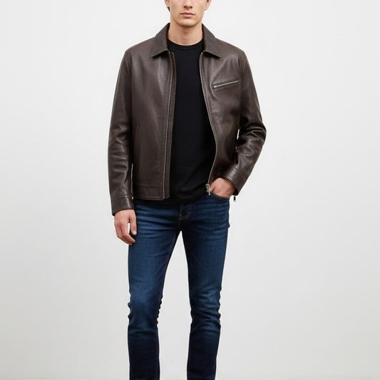 디스트레스드 가죽자켓 (distressed leather jacket)