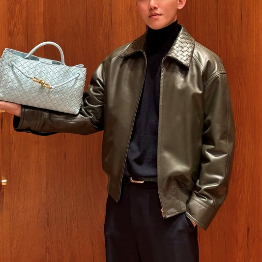 우븐 가죽자켓 (woven leather jacket)