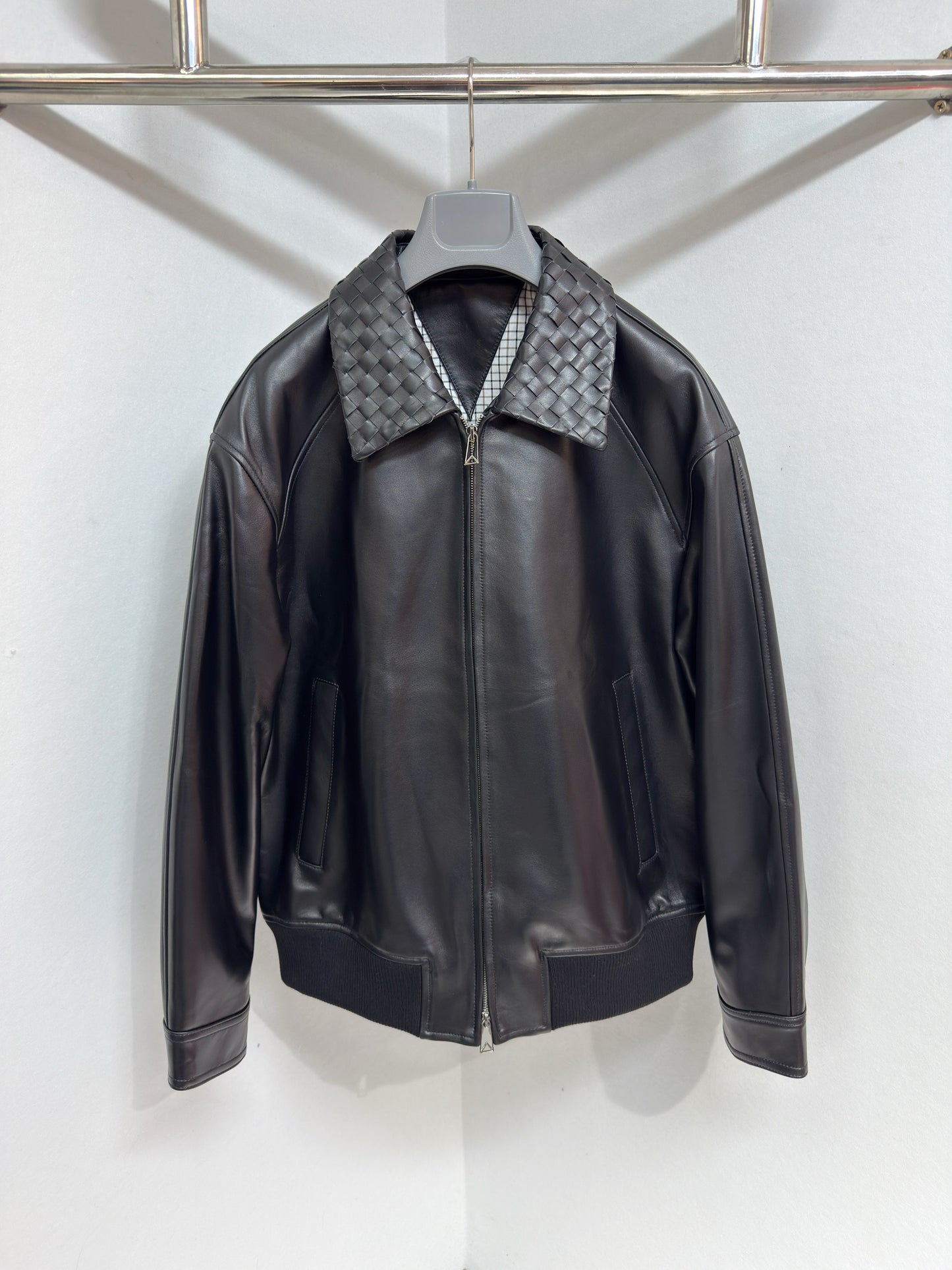 우븐 가죽자켓 (woven leather jacket)