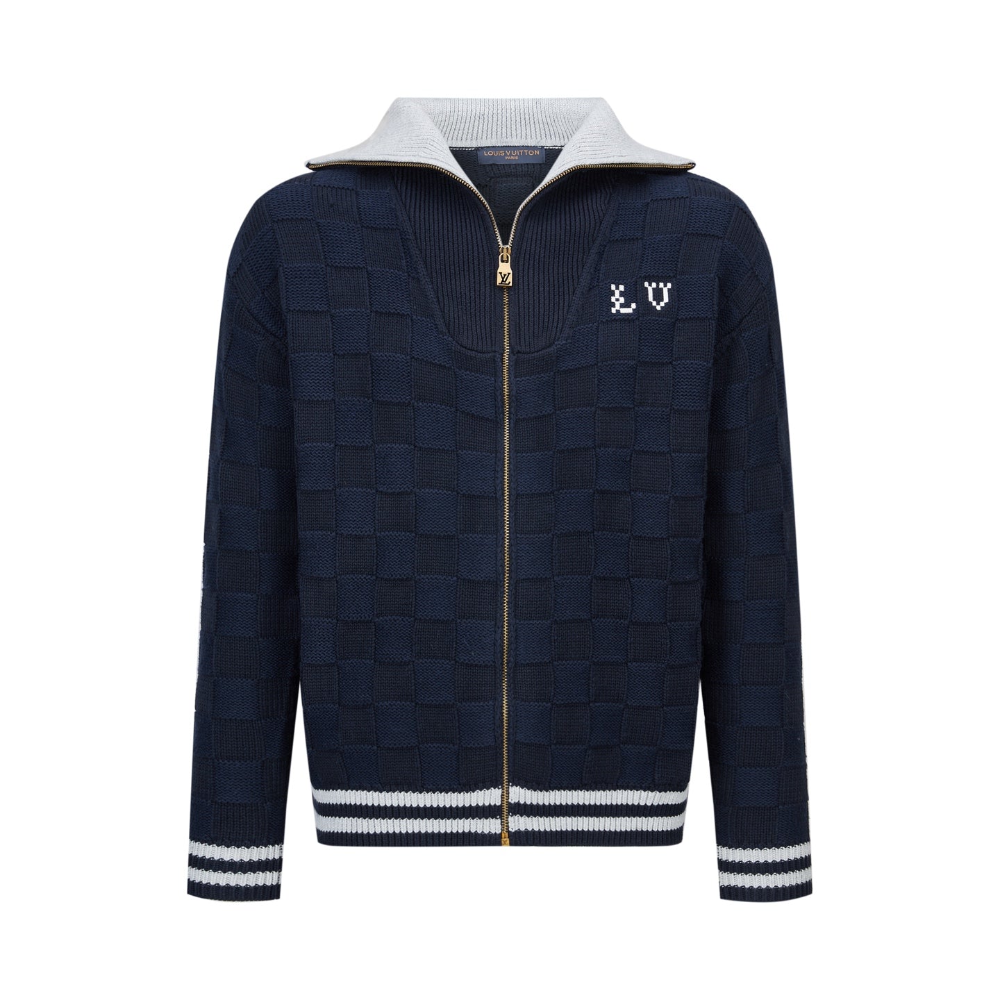 체크 집업 가디건 (Checked zip-up cardigan)