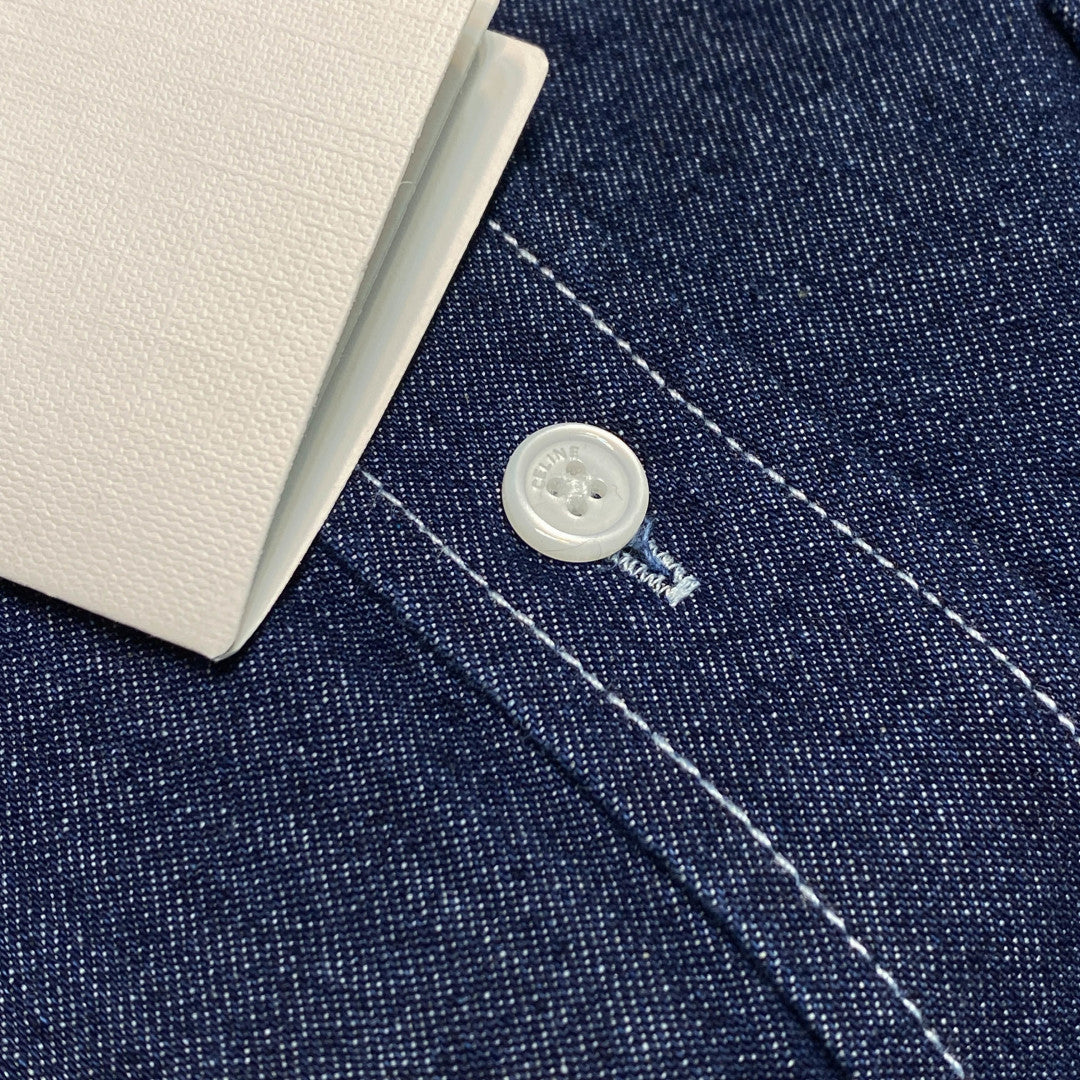 코튼 칼라 데님 셔츠 (cotton collar denim shirt)