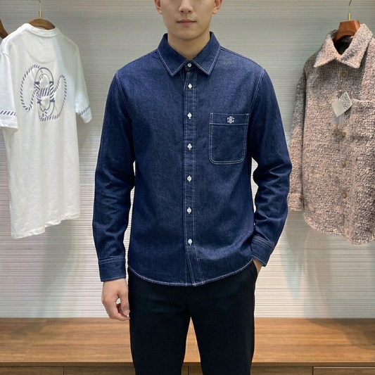 코튼 칼라 데님 셔츠 (cotton collar denim shirt)