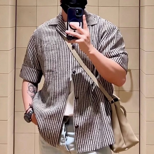 하운드투스 반팔셔츠 (Houndstooth short sleeve shirt)