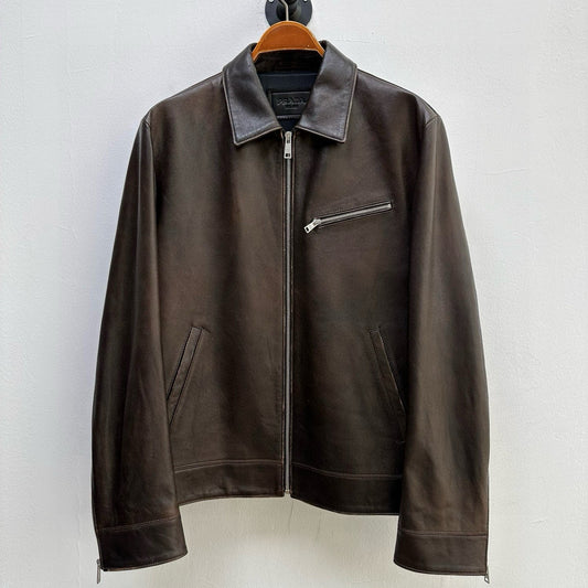 디스트레스드 가죽자켓 (distressed leather jacket)