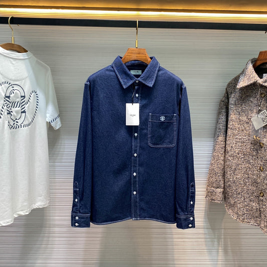 코튼 칼라 데님 셔츠 (cotton collar denim shirt)