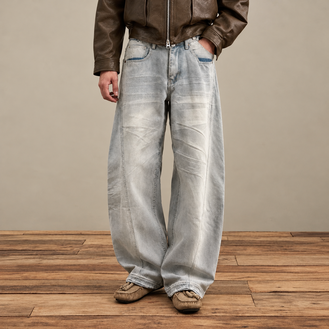 커브드 컷 청바지 (Curved-cut jeans)