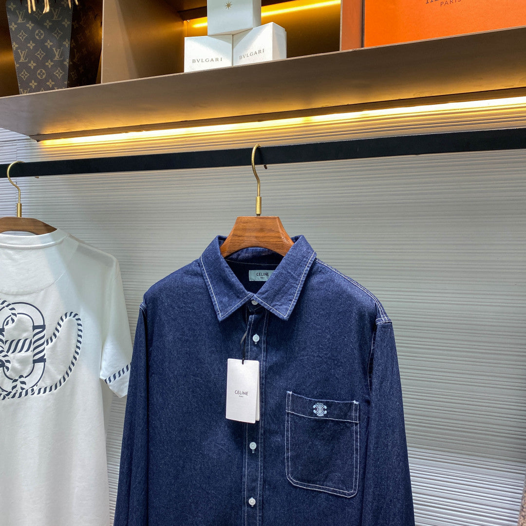 코튼 칼라 데님 셔츠 (cotton collar denim shirt)